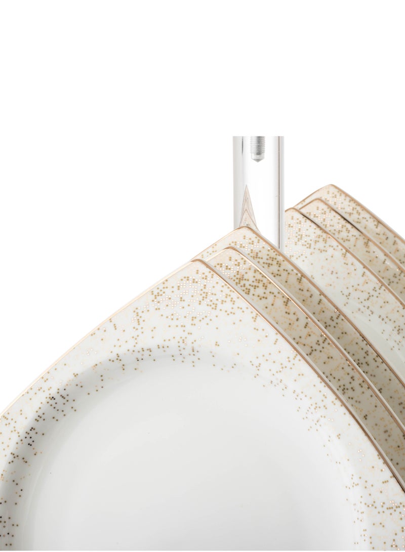 دانيا طقم أطباق حلا وفواكه مربعة من البورسلان مع حامل أكريليك - Image 4