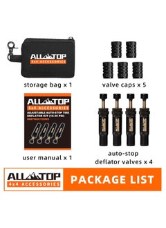 Generic ALL-TOP Adjustable Auto-Stop Tire Deflator Valve Kit (10-30 PSI) 4 PCS Screw-on Tyre Air Down Tool for Offroad 4x4  - Image 4