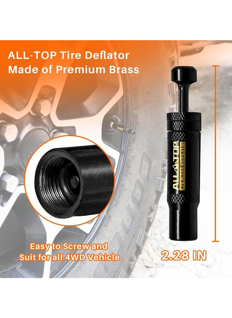ALL-TOP Adjustable Auto-Stop Tire Deflator Valve Kit (10-30 PSI) 4 PCS Screw-on Tyre Air Down Tool for Offroad 4x4