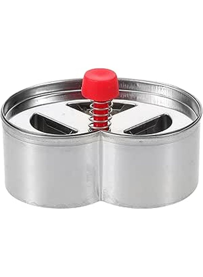 Red Handle Stainless Steel Cookie Cutter Press Mold 3 Hole Baking Tool - Image 1