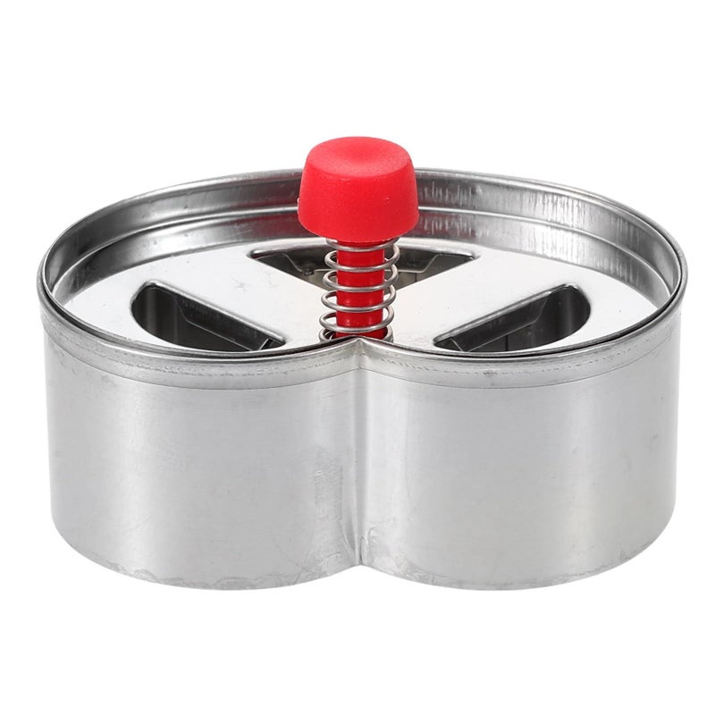 Red Handle Stainless Steel Cookie Cutter Press Mold 3 Hole Baking Tool - Image 2
