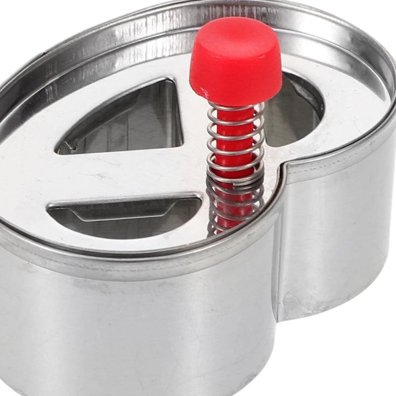 Red Handle Stainless Steel Cookie Cutter Press Mold 3 Hole Baking Tool - Image 4