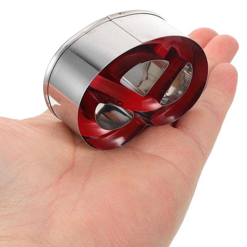 Red Handle Stainless Steel Cookie Cutter Press Mold 3 Hole Baking Tool - Image 5