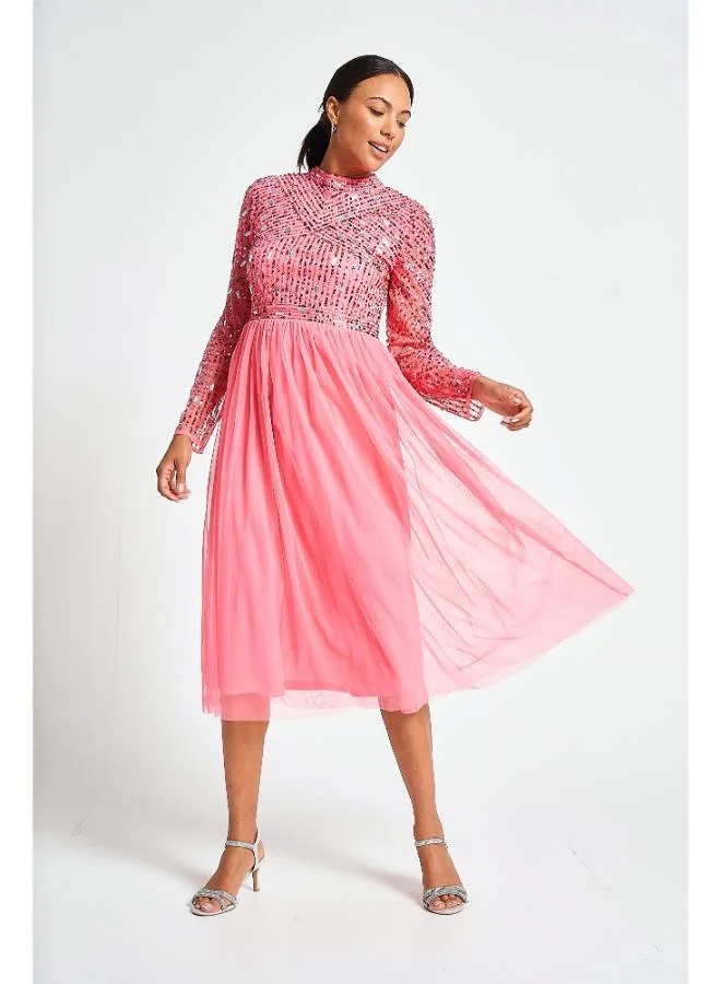 Amelia Rose  Metallic Evening Dress for Women | Best Price UAE