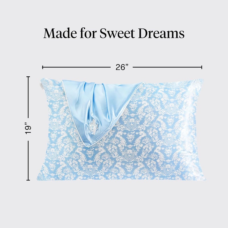 Kitsch Bridgerton x Satin Pillowcase with Zipper Closure - Toile de Blue - Image 4