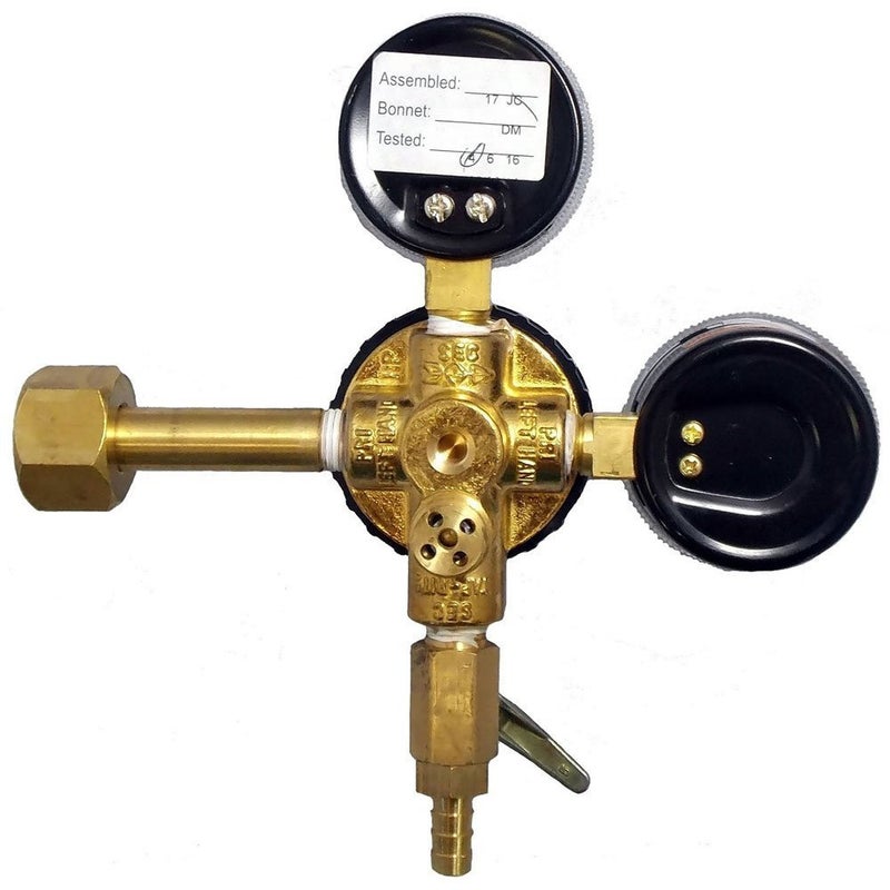 TAPRITE E-T742 CO2 Primary Beer Dual High Pressure Gauge New - CGA 320 Inlet 5/16" Barb Shutoff (Brass Body) - Image 5