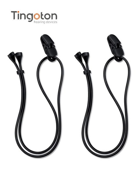 2 Pieces Hearing Aid Accessories for Adults Seniors Kids Adjustable Hearing Aid Clip Hearing Aid Holder with Clip Anti-lost Hearing Aid Lanyard Straps for Various Hearing Devices