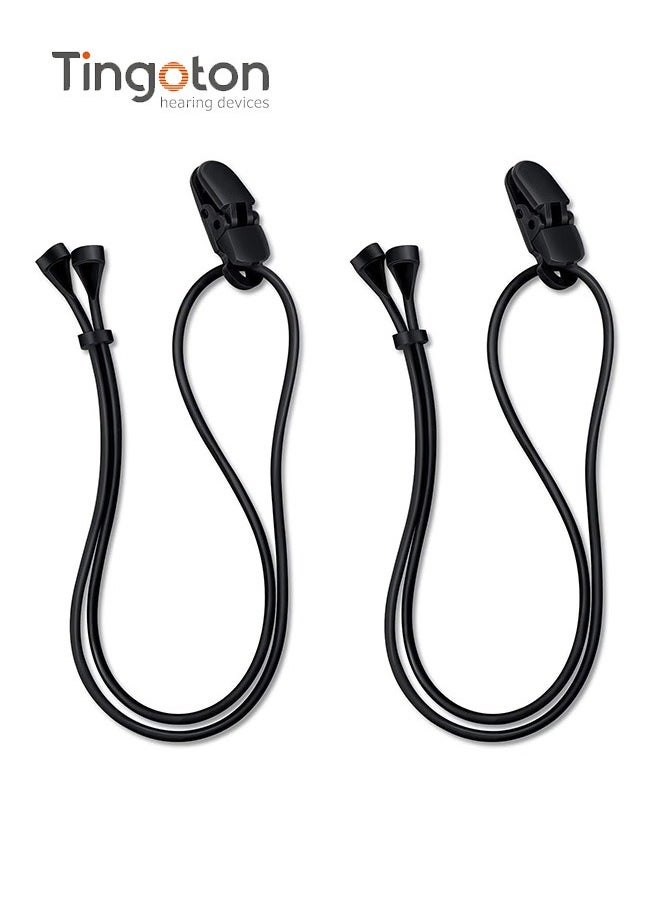 Tingoton - 2 Pieces Hearing Aid Accessories for Adults Seniors Kids Adjustable Hearing Aid Clip Hearing Aid Holder with Clip Anti-lost Hearing Aid Lanyard Straps for Various Hearing Devices - Image 1