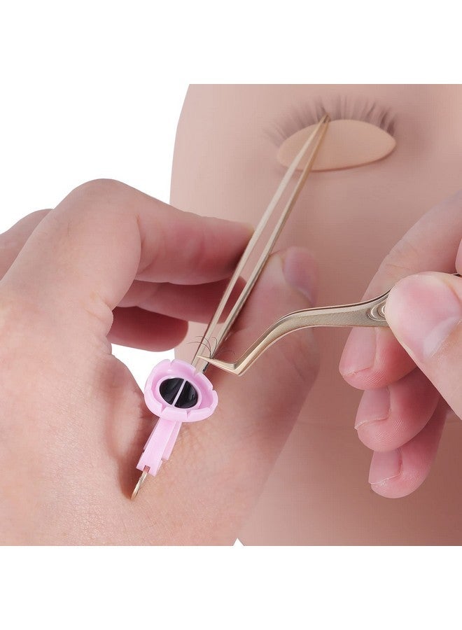 بريتي ميموري 100 قطعة من حلقات الغراء لتمديد الرموش، يمكن تثبيتها على الملقط، حامل غراء سهل التهوية للرموش الكثيفة، حلقات غراء الرموش التي تستخدم لمرة واحدة، لوازم تمديد الرموش (وردي) - Image 5