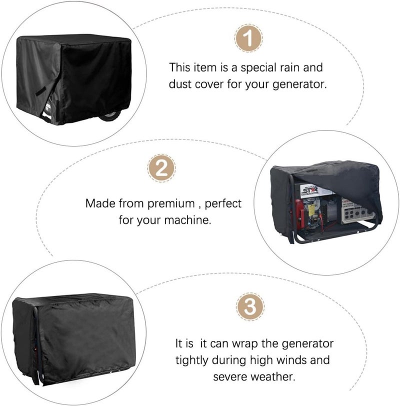 Outdoor Generator Cover 210d Oxford Cloth Weather-resistant Waterproof Dustproof Storage Accessory for Portable Generators 26x20x20 Inch Black - Image 5