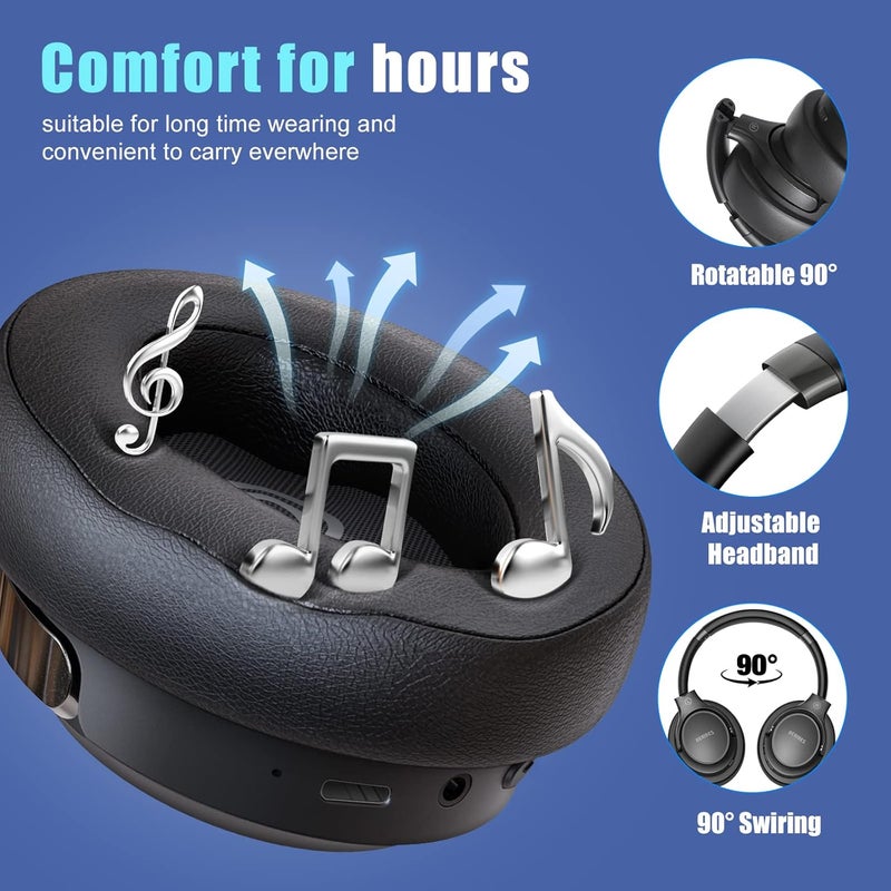 BERIBES Compact trendy practical build Bluetooth Headphones Over Ear, 65H Playtime and 6 EQ Music Modes Easy transit optimized build - Image 4
