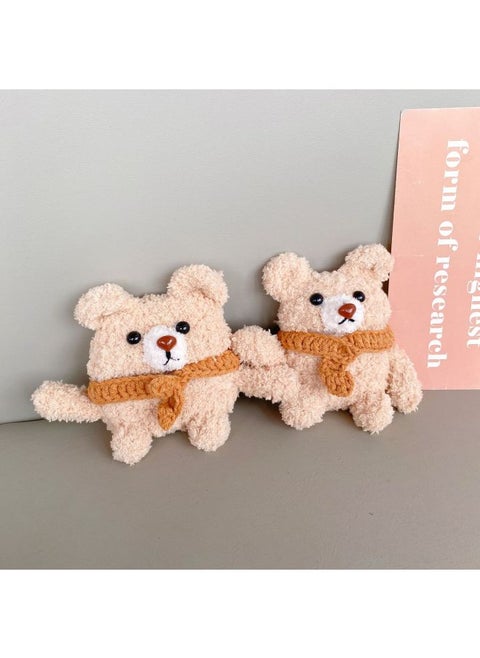 Airpods 4 Headphone Protective Case Cartoon Plush Doll For Apple1/2/3 Gen Pro Wireless Bluetooth Soft-Color:Plush Soft Shell-Brown Scarf Bear-Model:Airpods 4 (protective Case)