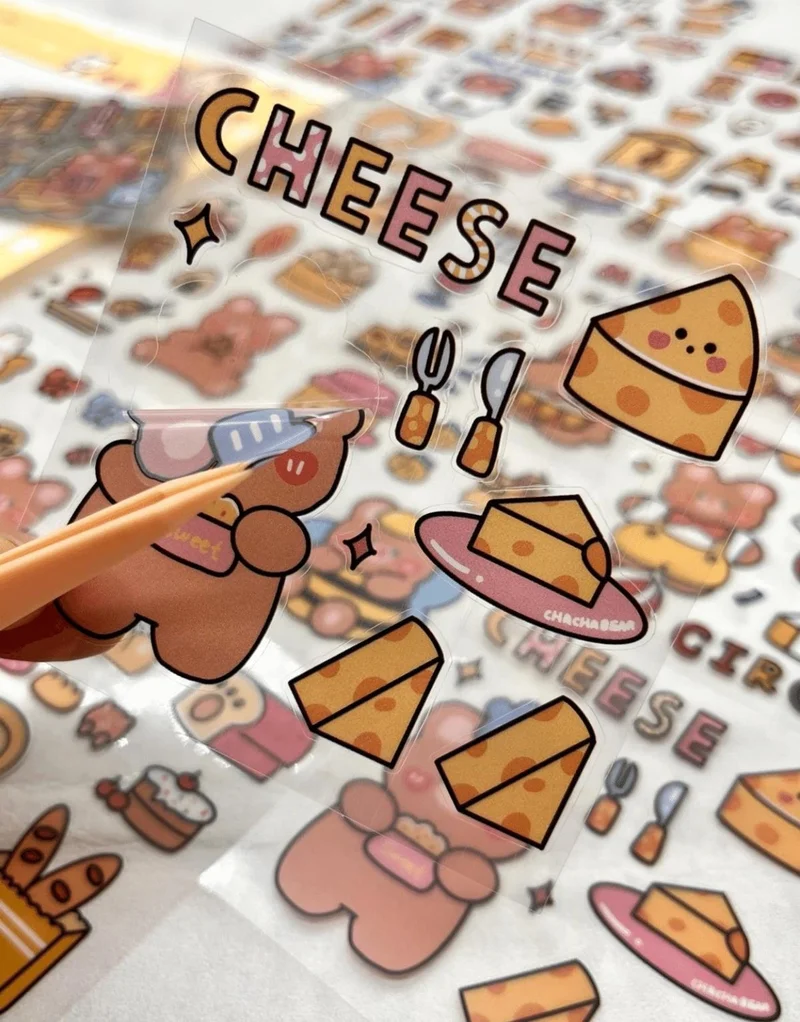 كاغيت جيمي دوكان Paper Ship Shop Teddy Bear At School Transparent 15 Sheets Pet Sticker Set/waterproof/bullet Journal