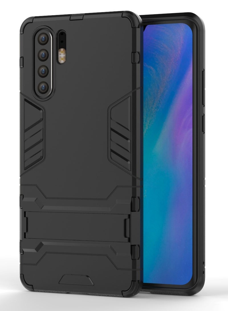 Phone Case Cover TPU+PC With stand in Back shock resistant compatible with P30 Pro ( Black ) - Image 1