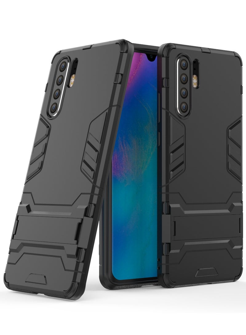 Phone Case Cover TPU+PC With stand in Back shock resistant compatible with P30 Pro ( Black ) - Image 2
