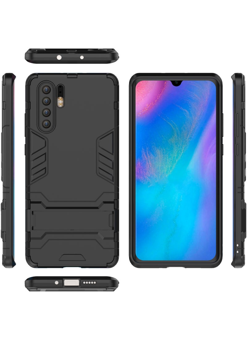 Phone Case Cover TPU+PC With stand in Back shock resistant compatible with P30 Pro ( Black ) - Image 4