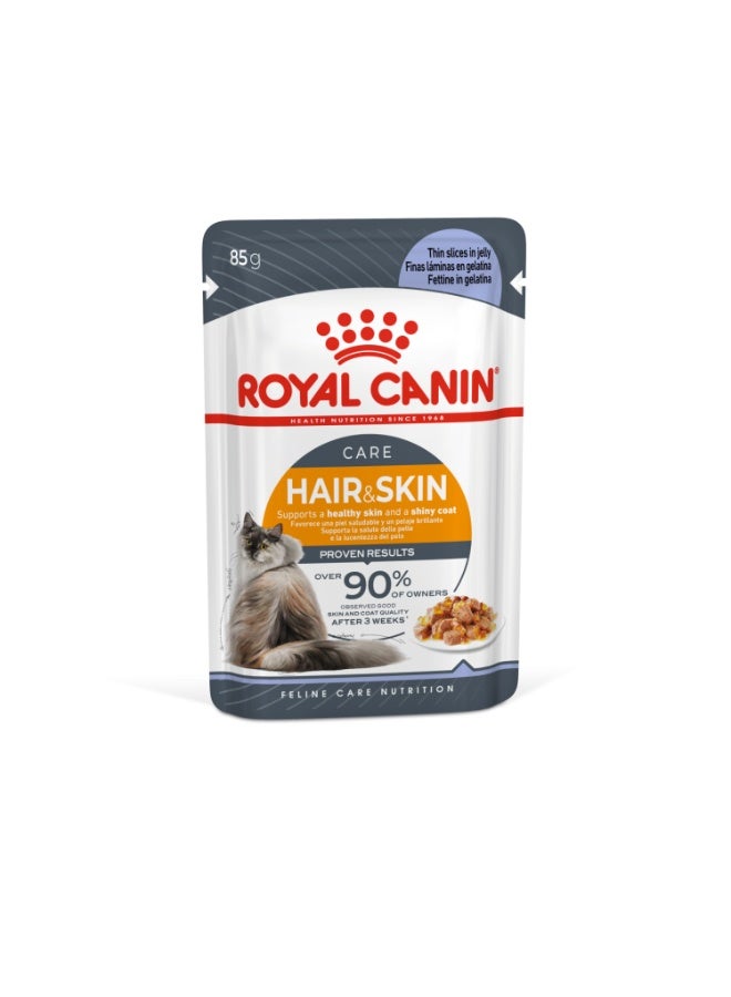 ROYAL CANIN Feline Care Nutrition Hair & Skin Jelly (WET FOOD - Pouches) 12x85g - Image 3