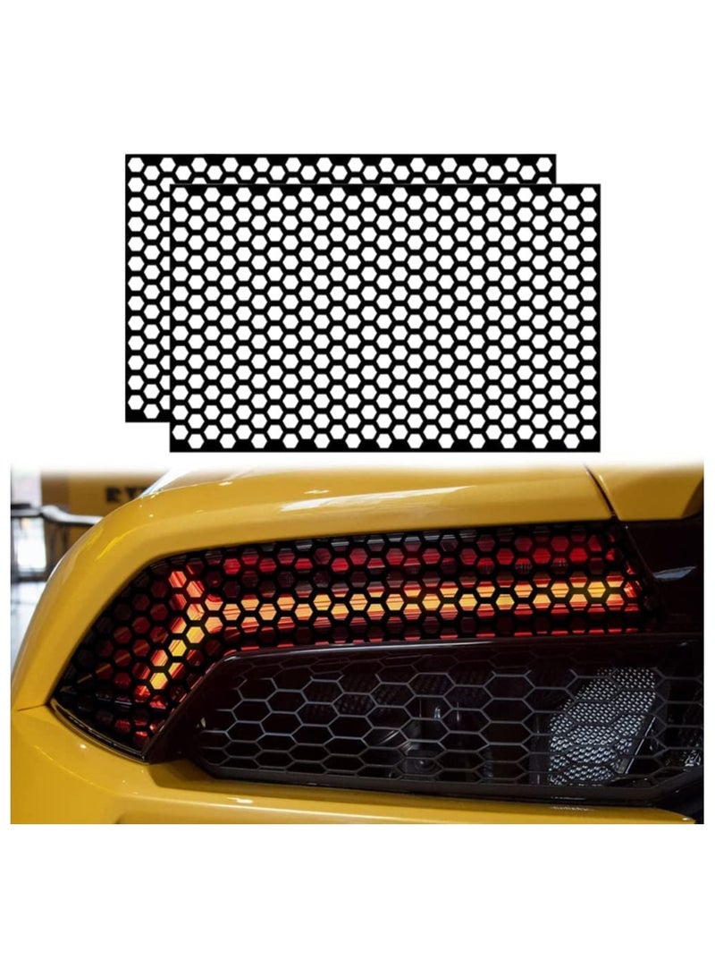 Universal Car Rear Tail Light Cover Stickers, 2pcs Honeycomb Design Self-Adhesive Tint Film for DIY Decoration, Fits Most Vehicles, 48x30cm (Black) - Image 2