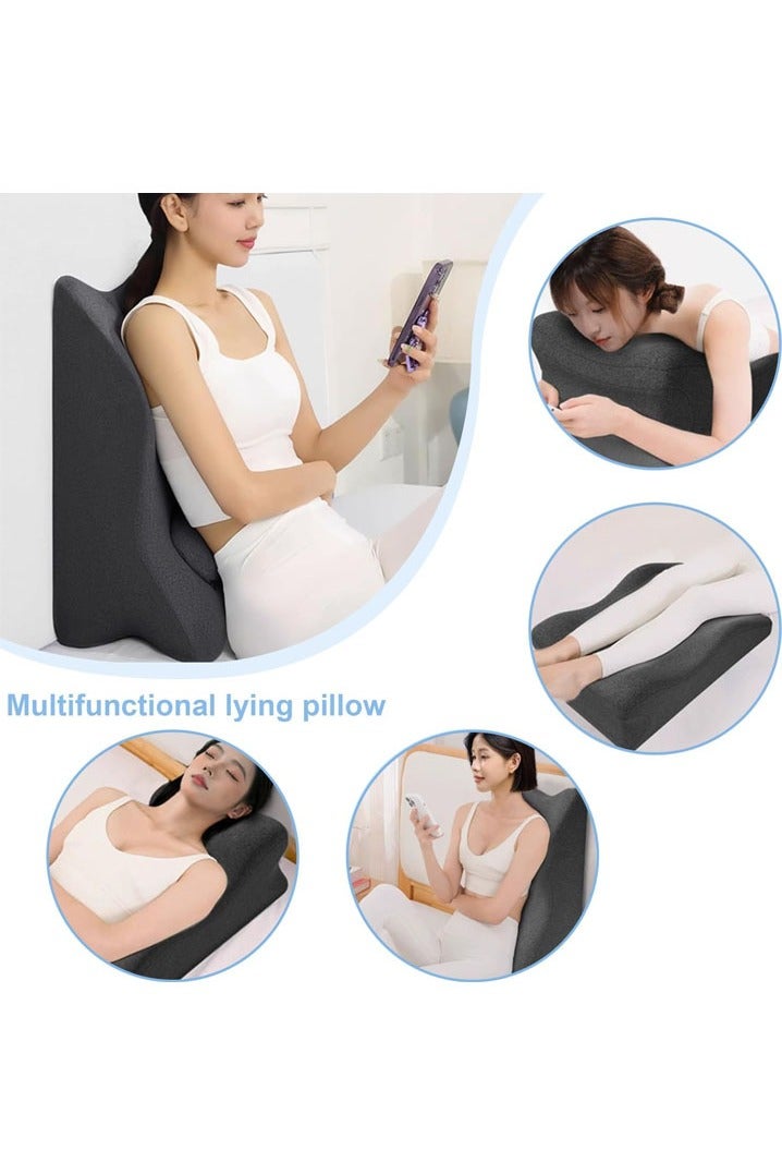 L&E Adult Ergonomic Memory Foam Bed Triangle Wedge Pillow Headboard for Sitting up Back Neck Pain Relief with Face Down Massage Prone Pillow Function for Reading, with Washable Cover - Image 4