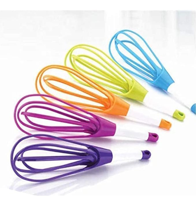 Minitul Magic Foldable Plastic Whisk Beater Hand Blender Mixer Froth Whisker Latte Maker for Milk Coffee Egg Beater Juicer2in1 Rotating Silicone Whisk Hand Blender MixerMulti Color - Image 1