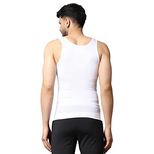 FirstFit Nylon Abs Abdomen Body Shaper Tummy Tucker Slim Fit Vest For Men Shapewear (Color- White) Size- Xl, Casual Style - Image 2