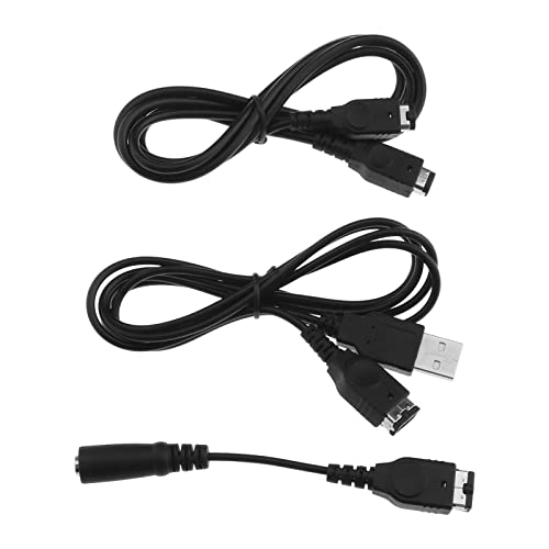 Micro Traders Set of 3 GBA SP Cables Compatible with Nintendo Game Boy Advance SP Includes USB Charger Cable & 2 Player Link Cable & Headphone Adapter 3.5mm Jack Cord - Image 1