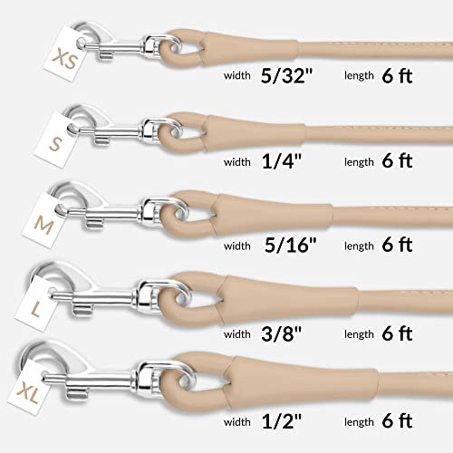 CollarDirect Rolled Leather Dog Leash 6ft, Soft Training Leather Dog Leash for Puppy and Grown Dog Small Medium Large Black Blue Red Orange Green Pink White (Beige, Size S 6ft) - Image 3