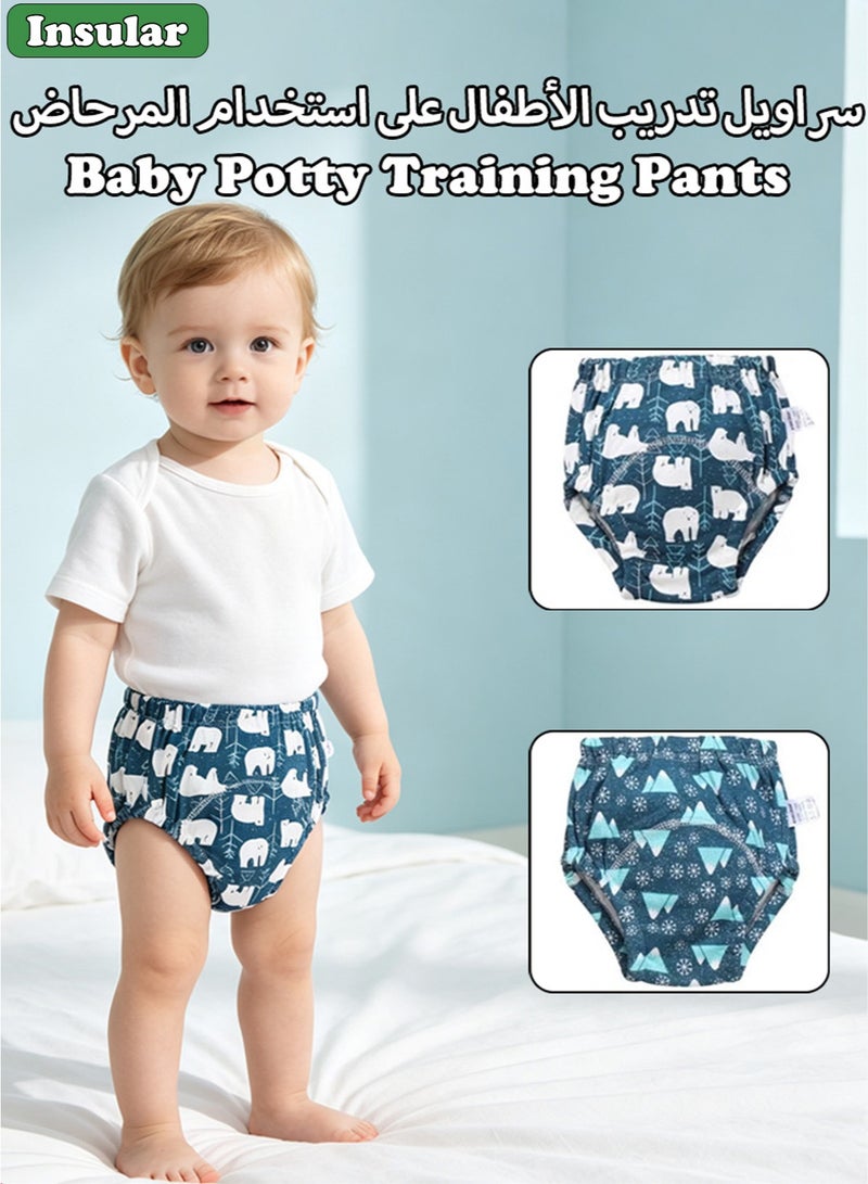 insular Baby Potty Training Underwear for Boys and Girls, 2 Pack Absorbent Training Pants for Toddlers with Printed Reusable Cotton Toilet Training Pants for 11-14kg Kids - Image 1