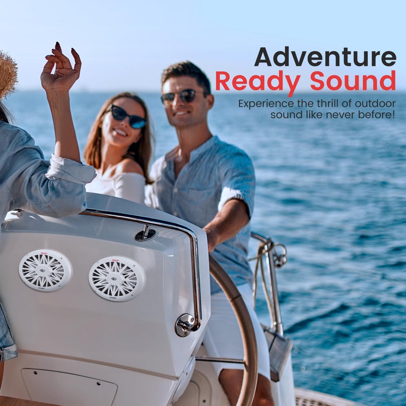 Pyle 6X9 Inch Dual Marine Speakers - 2 Way Waterproof And Weather Resistant Outdoor Audio Stereo Sound System With 260 Watt Power, Poly Carbon Cone And Cloth Surround - 1 Pair - Plmr692 - White  - Image 2