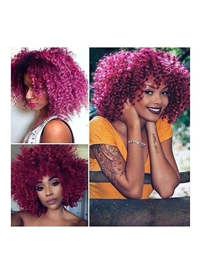 NIBEMINENT Synthetic Natural Looking Wig With Cap Maroon 10inch