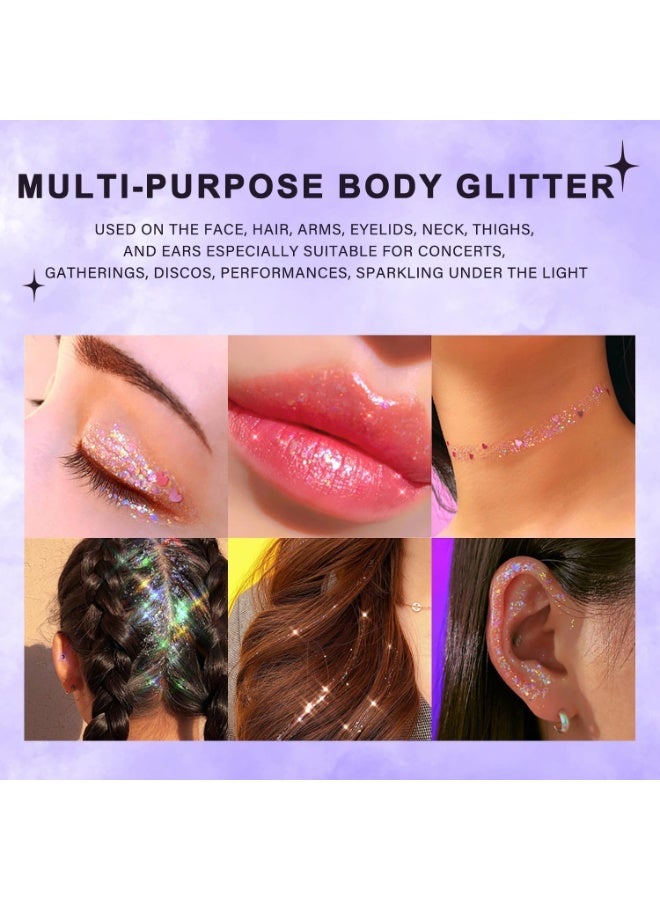 ChicAbode 3 Colors Body Glitter Gel, Long-Lasting Body Glitter, Cosmetic Grade Holographic Face Glitter Makeup, Face Glitter and Hair Glitter for Women and Girls, Vegan & Cruelty Free (Pink+Green+blue) - Image 2