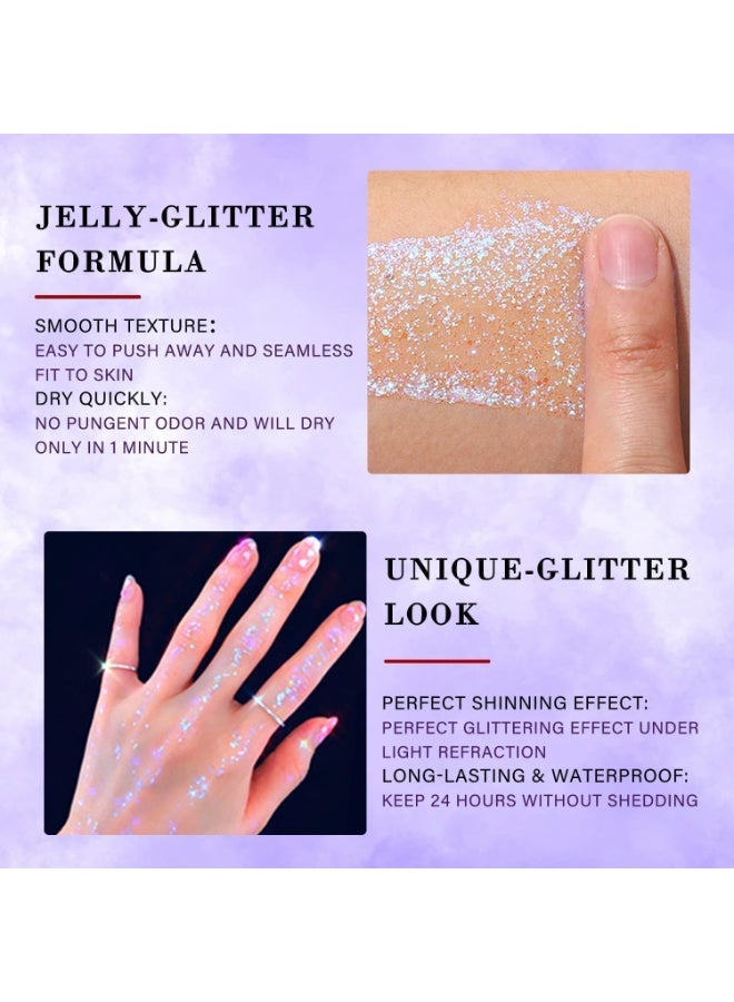 ChicAbode 3 Colors Body Glitter Gel, Long-Lasting Body Glitter, Cosmetic Grade Holographic Face Glitter Makeup, Face Glitter and Hair Glitter for Women and Girls, Vegan & Cruelty Free (Pink+Green+blue) - Image 3
