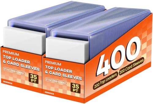 ZENOWICK 400 Card Sleeves Top Loaders for Cards 3 x 4 Hard Plastic Toploaders Baseball Card Protectors Trading Card Holder for Football Sports Cards 200 Toploaders 200 Penny Sleeves - Image 1