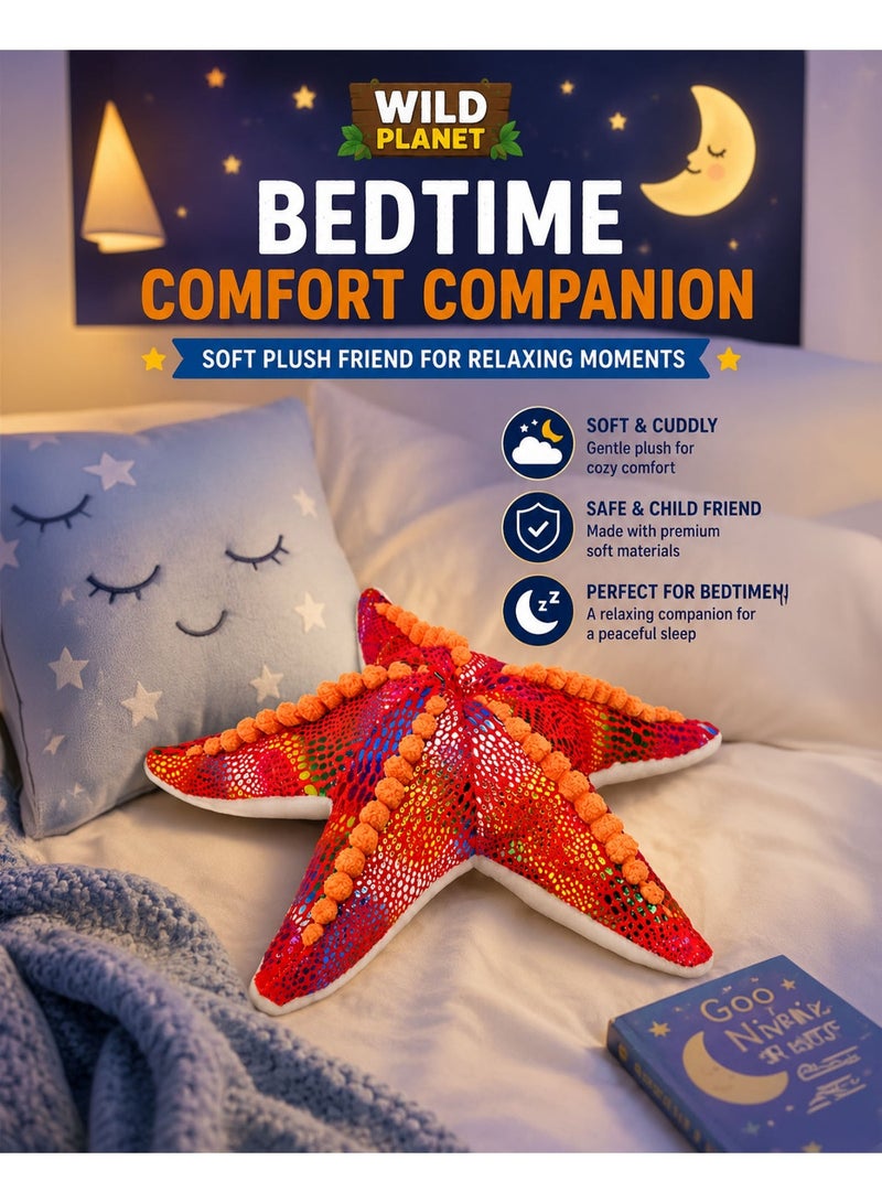 Wild Planet Starfish Plush Toy 25cm Soft Ocean Star Stuffed Animal Plush Cushion Cute Marine Life Doll Decorative Sea Creature Pillow Educational Gift for Kids Boys Girls Bedroom Ocean Theme Collectible - Image 2