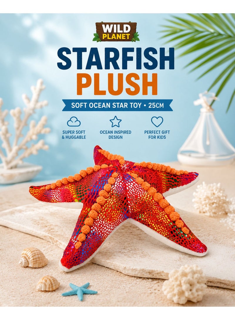 Wild Planet Starfish Plush Toy 25cm Soft Ocean Star Stuffed Animal Plush Cushion Cute Marine Life Doll Decorative Sea Creature Pillow Educational Gift for Kids Boys Girls Bedroom Ocean Theme Collectible - Image 1
