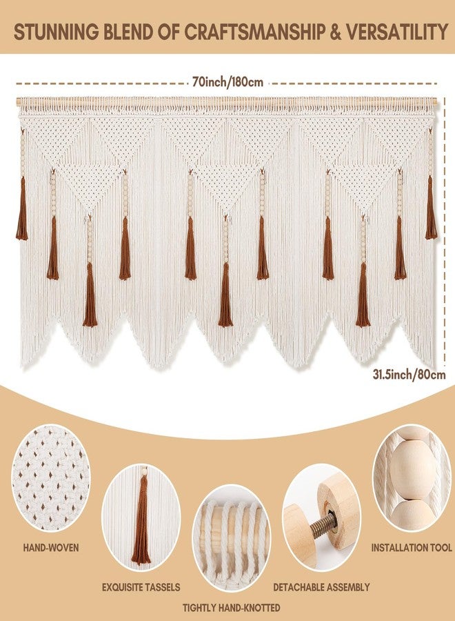 ANROYE Large Macrame Wall Hanging, Boho Woven Tapastry with Wood Bead Tassel, above Bed Minimalist Decor for Bedroom, Bohemian Art Decoration for Living Room Apartment Home - Image 2