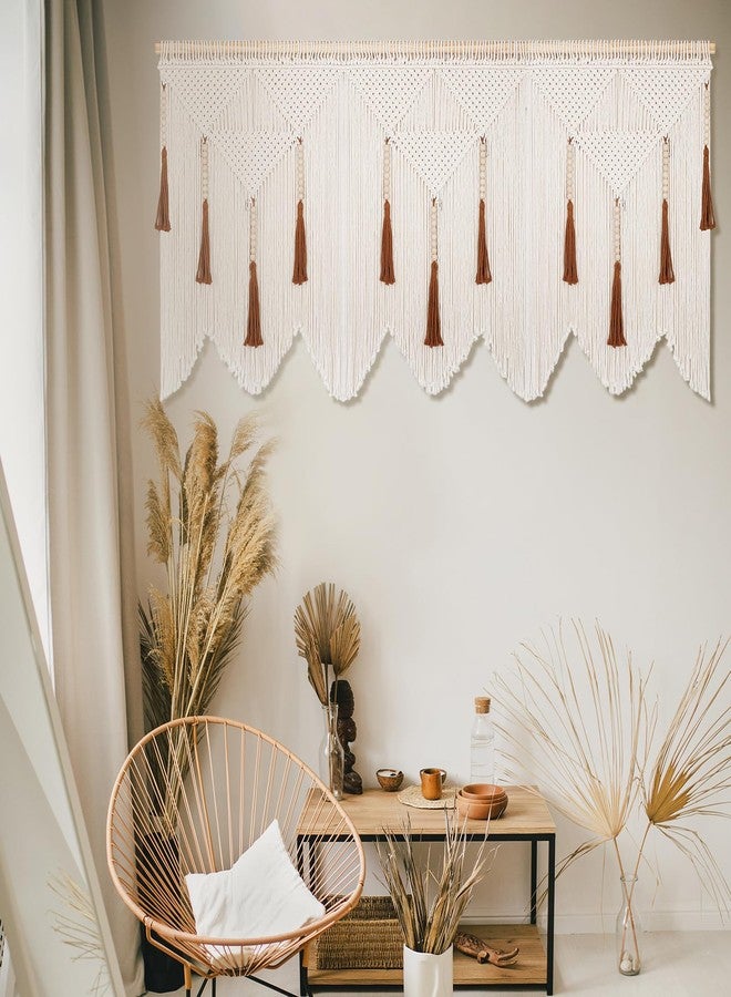 ANROYE Large Macrame Wall Hanging, Boho Woven Tapastry with Wood Bead Tassel, above Bed Minimalist Decor for Bedroom, Bohemian Art Decoration for Living Room Apartment Home - Image 5