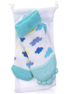 Nuby Nuby Soothing Teether Sock, Sky Blue Clouds, 5"  - Image 2