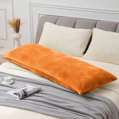 BEDELITE Body Pillow Cover with Zipper Closure Super Soft and Cozy Fleece Pillowcase 20 x 54 Inches Luxury Fluffy Plush Long Body Pillow Pillowcase for All SeasonsBurnt Orange - Image 3