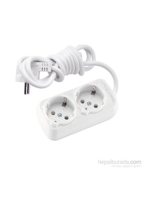 Viko Multi-Let Double Socket Grounded Cable Child Proof 5 Meters-White 