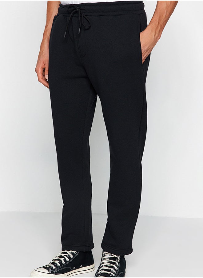 trendyol Black Regular Cut Cotton Sweatpants TMNAW24EA00011  - Image 1