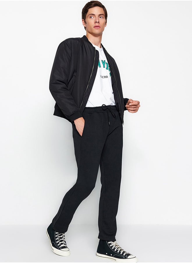 trendyol Black Regular Cut Cotton Sweatpants TMNAW24EA00011  - Image 2