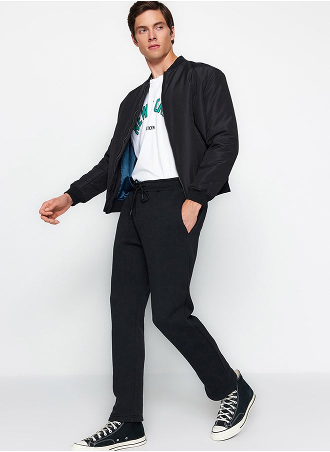trendyol Black Regular Cut Cotton Sweatpants TMNAW24EA00011  - Image 3