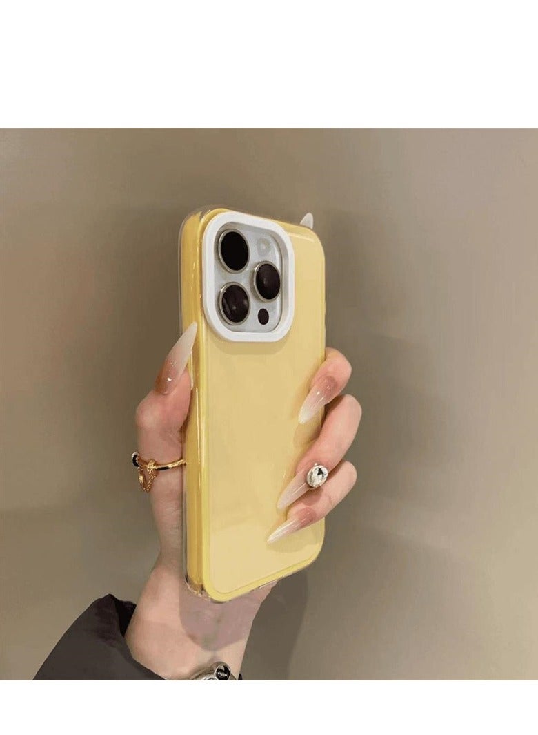 NIBEMINENT Dopamine Jelly Solid Color Protective TPU Case Cover For iPhone 15 Pro, Milky Yellow