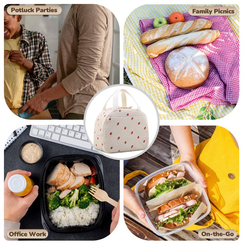 Baglemon Lunch Bag for Women Men Cute Corduroy Lunch Tote Bags Reusable Insulated Lunch Box Large Capacity Reusable Insulated Cooler for Work/Picnic/Travel - Image 2