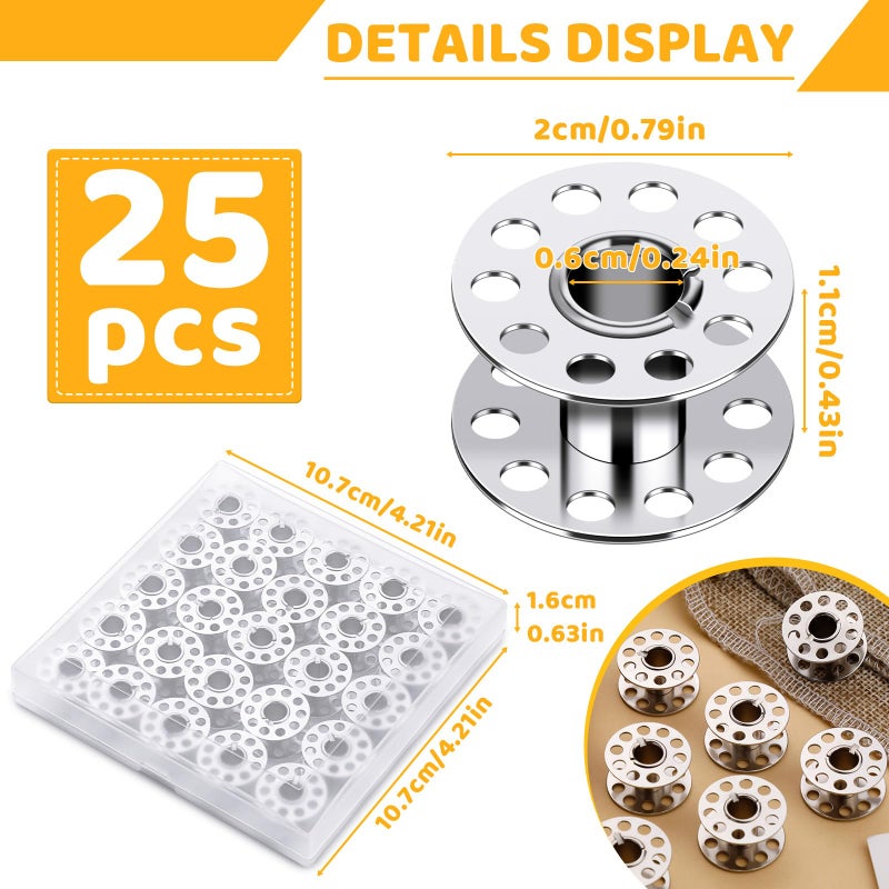 LOKUNN 25 Pcs Metal Bobbins, Metal Sewing Machine Bobbins Metal Bobbins for Sewing Machine with Bobbin Case, Sa156 Bobbins, Bobbins Class 15, Bobbins for Sewing Machine - Image 2