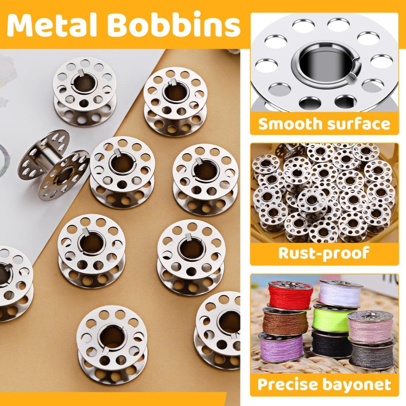 LOKUNN 25 Pcs Metal Bobbins, Metal Sewing Machine Bobbins Metal Bobbins for Sewing Machine with Bobbin Case, Sa156 Bobbins, Bobbins Class 15, Bobbins for Sewing Machine - Image 3