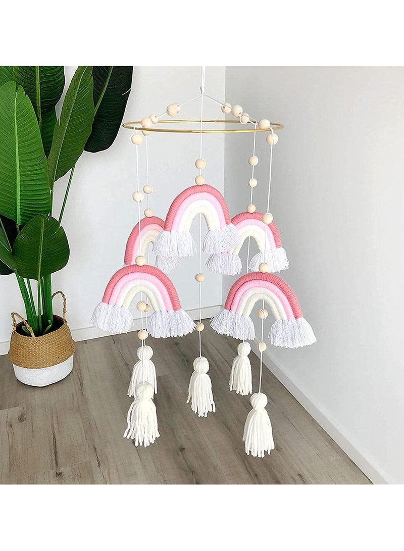 Excefore Baby Wind Chimes,Mobile Baby Cot Mobile Wind Chime Rattle Toy Macrame Rainbow Nursery Hanging Bed Bell Gift for Baby Nursery, Home Decoration, Unique Wind Chimes - Image 5