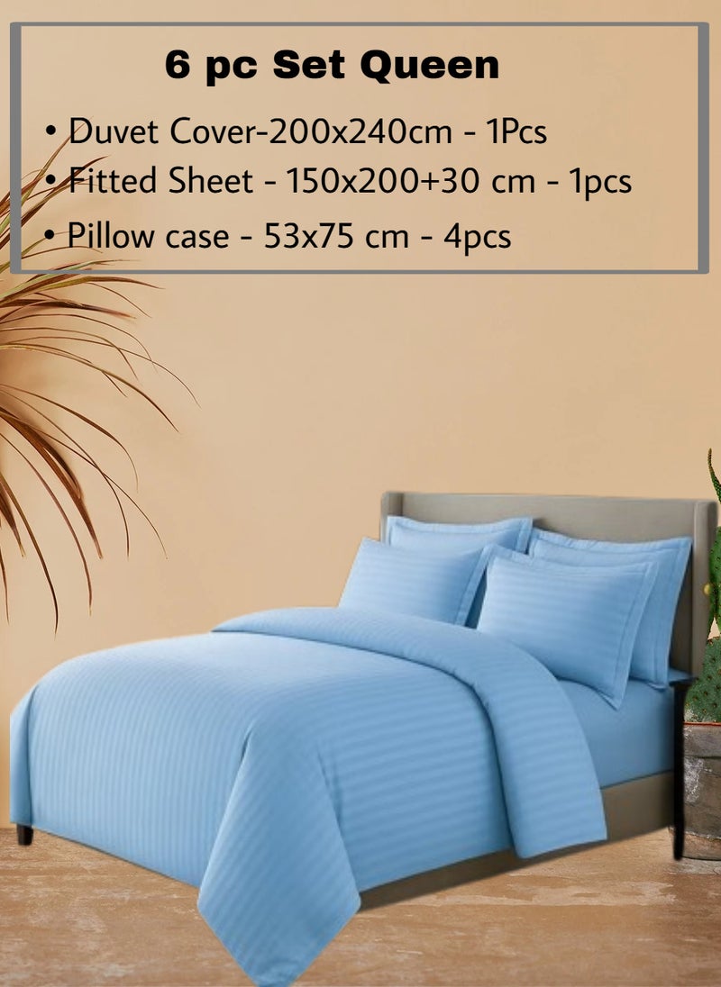 REDTOMMY طقم أغطية سرير كوين 6 قطع – غطاء لحاف (220x240 سم)، ملاءة مشدودة (150x200+30 سم) و 4 أغطية وسائد (53x75 سم)، اللون - أزرق سماوي - Image 2