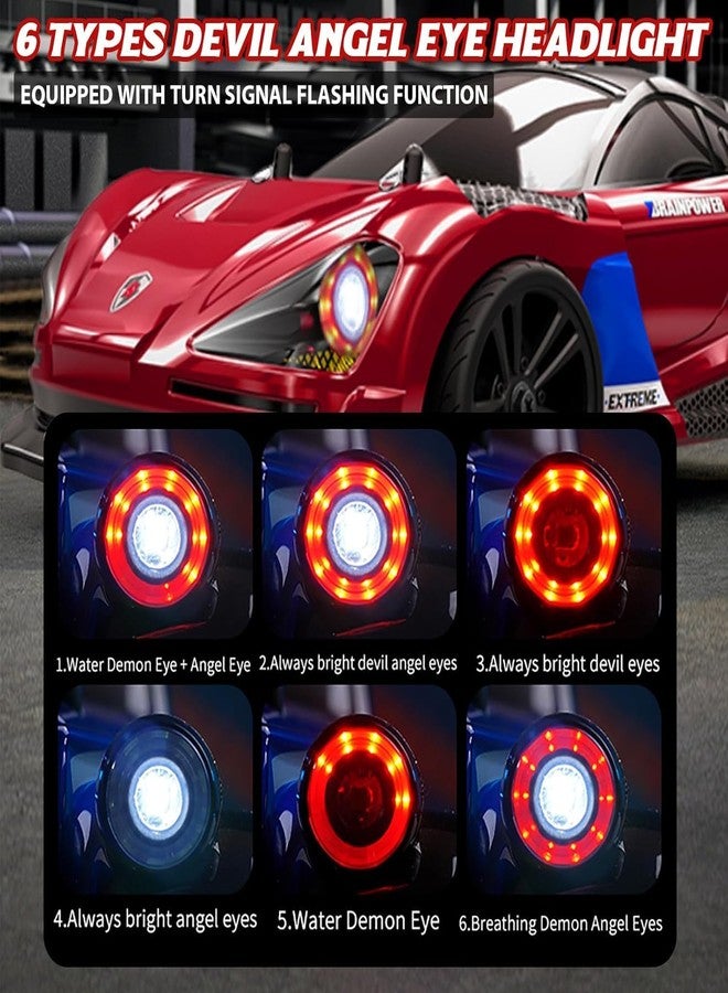 Samtop Rc DriftCar Classic, 1/16 4Wd Racing Car, 35Km/H High Speed Drifting Vehicles Car with Led Lights, 4 Speed Tires, 4 Drift Tires, 2 Batteries, Gift for Kids RED - Image 4